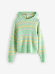 Grün gestreift - Strickpullover mit Kapuze und entspannter Passform - Bild 5 von 7