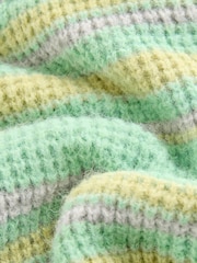 Grün gestreift - Strickpullover mit Kapuze und entspannter Passform - Bild 6 von 7