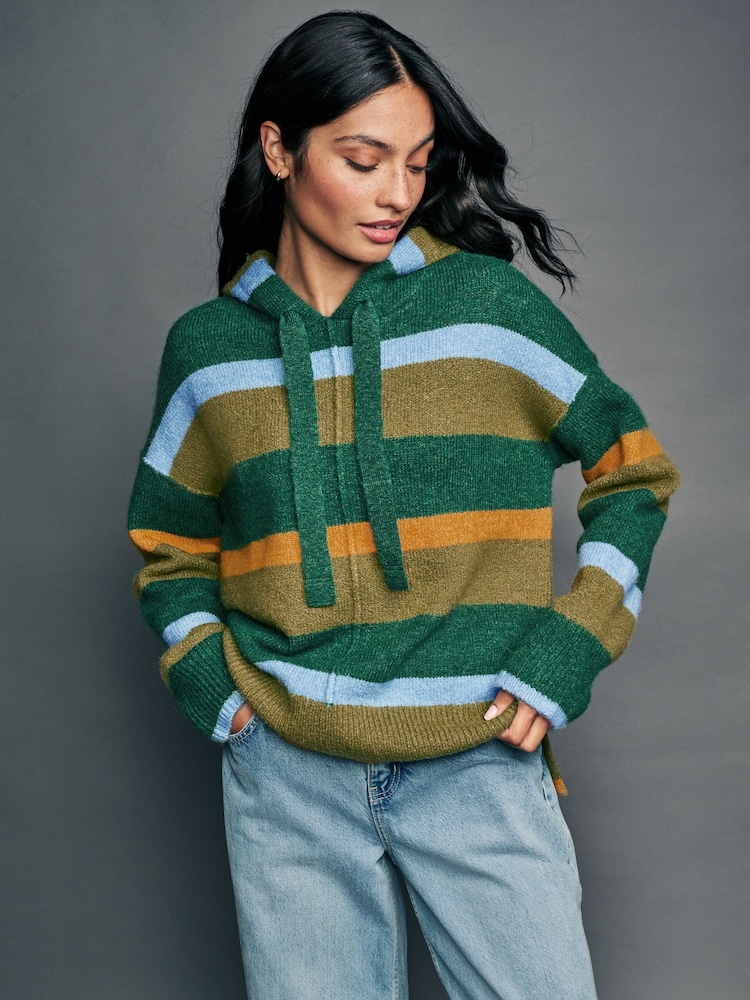 Grün - Übergroßer Hoodie aus Strick in Relaxed-Fit - Bild 1 von 9