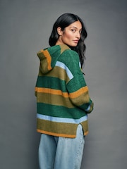 Grün - Übergroßer Hoodie aus Strick in Relaxed-Fit - Bild 3 von 9