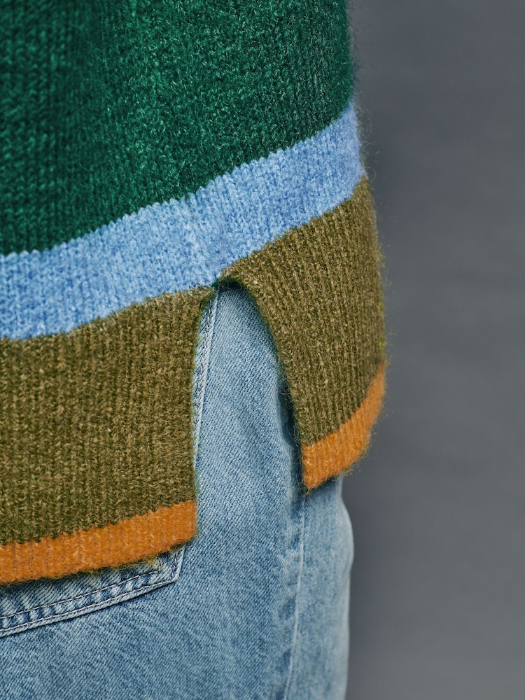 Green Relaxed Fit Oversized Knitted Hoodie Jumper - Image 5 of 9