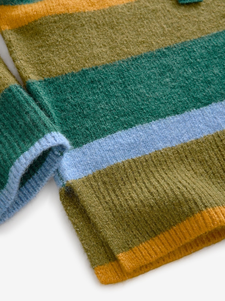 Green Relaxed Fit Oversized Knitted Hoodie Jumper - Image 8 of 9
