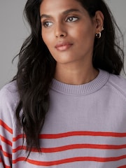 Lilac Orange Stripe Soft Touch Crew Neck Knitted Sweatshirt - Image 4 of 8