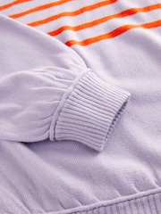 Lilac Orange Stripe Soft Touch Crew Neck Knitted Sweatshirt - Image 6 of 8
