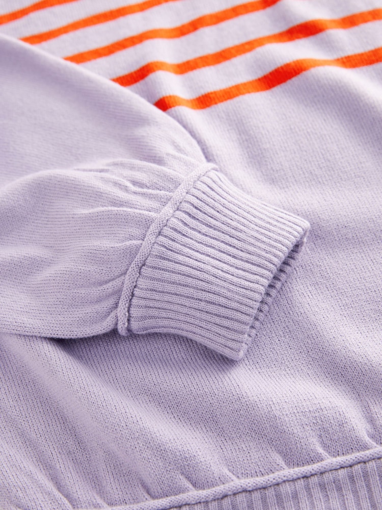 Lilac Orange Stripe Soft Touch Crew Neck Knitted Sweatshirt - Image 6 of 8