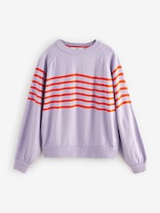 Lilac Orange Stripe Soft Touch Crew Neck Knitted Sweatshirt - Image 7 of 8