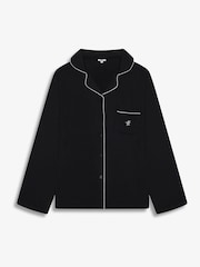 The Little Tailor Black Soft Jersey LenzingTM EcoVeraTM Button Through Relaxed Pyjamas Set - Image 2 of 9