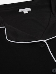 The Little Tailor Black Soft Jersey LenzingTM EcoVeraTM Button Through Relaxed Pyjamas Set - Image 8 of 9