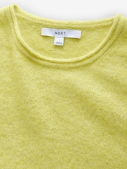 Green Lime Short Sleeve Crew Neck Knitted T-Shirt With Wool - Image 6 of 8