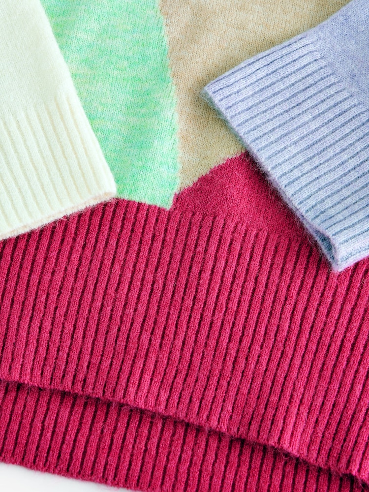 Multi Bright Seam Detail Crew Neck Jumper With Wool - Image 7 of 8