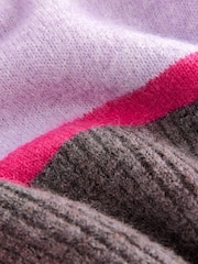 Purple Stripe Seam Detail Crew Neck Jumper With Wool - Image 6 of 7