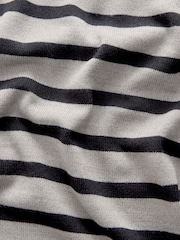 Black Grey Stripe Soft Touch Pattern Knitted Cosy Crew Neck Jumper - Image 9 of 9