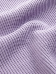 Purple Lilac Relaxed Fit Ribbed V-Neck Knitted Jumper - Image 7 of 7
