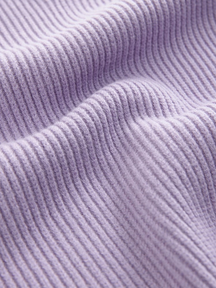 Purple Lilac Relaxed Fit Ribbed V-Neck Knitted Jumper - Image 7 of 7