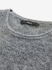 Grey Charcoal Short Sleeve Crew Neck Knitted T-Shirt With Wool - Image 7 of 7