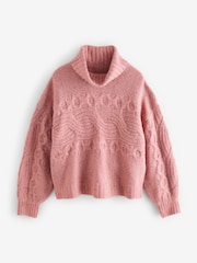 Poederroze - Co-ord Neppy High Roll Neck Knitted Jumper with Wool - Image 1 of 9