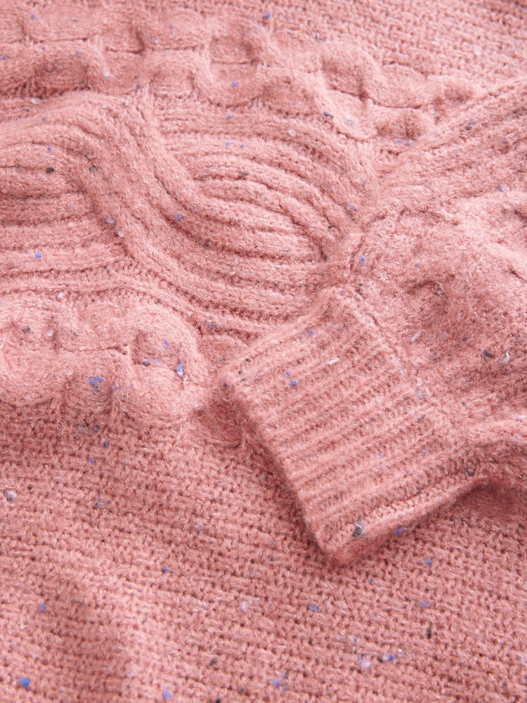Poederroze - Co-ord Neppy High Roll Neck Knitted Jumper with Wool - Image 2 of 9