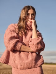 Poederroze - Co-ord Neppy High Roll Neck Knitted Jumper with Wool - Image 5 of 9