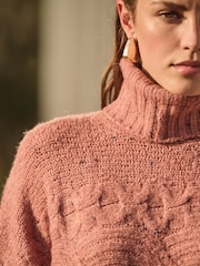 Poederroze - Co-ord Neppy High Roll Neck Knitted Jumper with Wool - Image 8 of 9