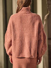Poederroze - Co-ord Neppy High Roll Neck Knitted Jumper with Wool - Image 9 of 9