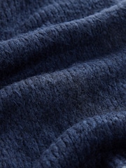 Blue Navy Knitted Polo Jumper with Stitch Collar Detail - Image 8 of 8