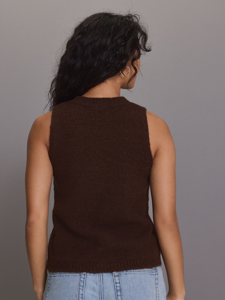 Brown Knitted Crew Neck Tank - Image 4 of 7