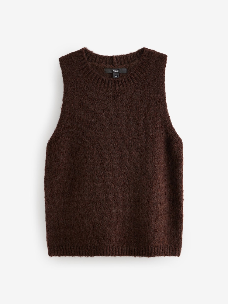 Brown Knitted Crew Neck Tank - Image 6 of 7