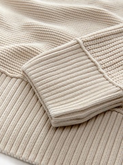 Yellow Ochre Washed Seam Detail Relaxed V-Neck 100% Cotton Jumper - Image 8 of 9