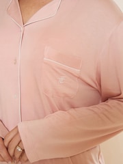 The Little Tailor Pink Soft Jersey LenzingTM EcoVeraTM Button Through Relaxed Pyjamas Set - Image 4 of 13