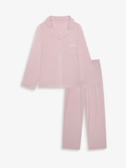 The Little Tailor Pink Soft Jersey LenzingTM EcoVeraTM Button Through Relaxed Pyjamas Set - Image 5 of 13