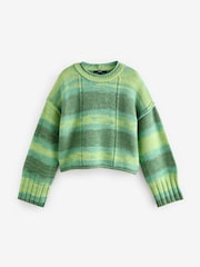 Green Bright Spacedye Stripe Knitted Jumper - Image 4 of 6