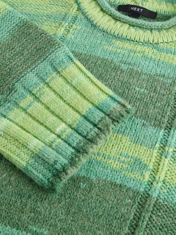 Green Bright Spacedye Stripe Knitted Jumper - Image 6 of 6