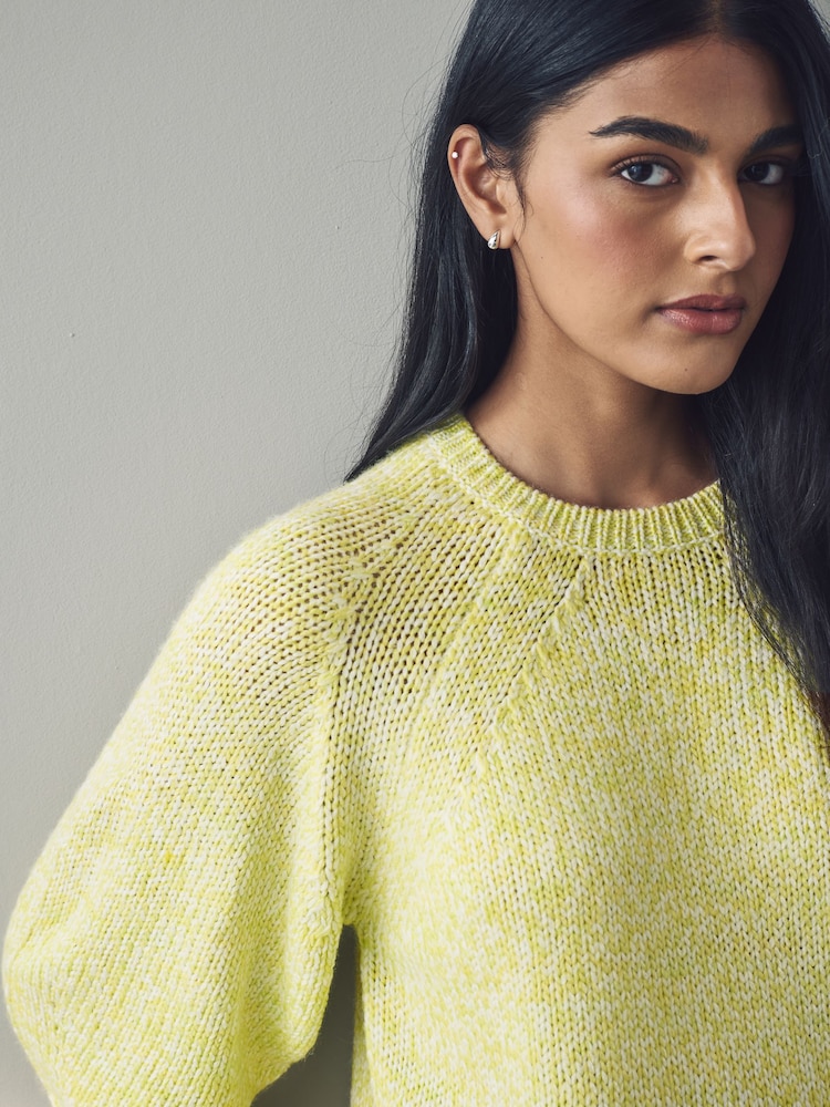 Yellow Twist Half Sleeve Crew Neck Jumper with Wool - Image 4 of 8