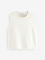 Weiß/Ecru - Soft Touch Sleeveless Knitted Vest Tank Top Jumper with Wool - Bild 1 von 6