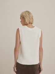 Weiß/Ecru - Soft Touch Sleeveless Knitted Vest Tank Top Jumper with Wool - Bild 3 von 6