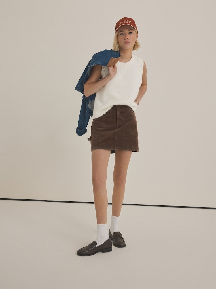 Weiß/Ecru - Soft Touch Sleeveless Knitted Vest Tank Top Jumper with Wool - Bild 6 von 6