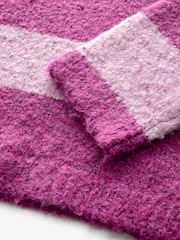Pink Stripe Boucle Knitted Crew Neck Jumper with Wool - Image 7 of 8