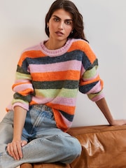 Pink Bright Soft Touch Crew Neck Knitted Jumper with Wool - Image 1 of 6