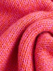 Pink Bright Chunky Cuff Sleeve Crew Neck Jumper With Wool - Image 7 of 7