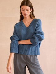 Blue Indigo Premium V-Neck Jumper - Image 1 of 8
