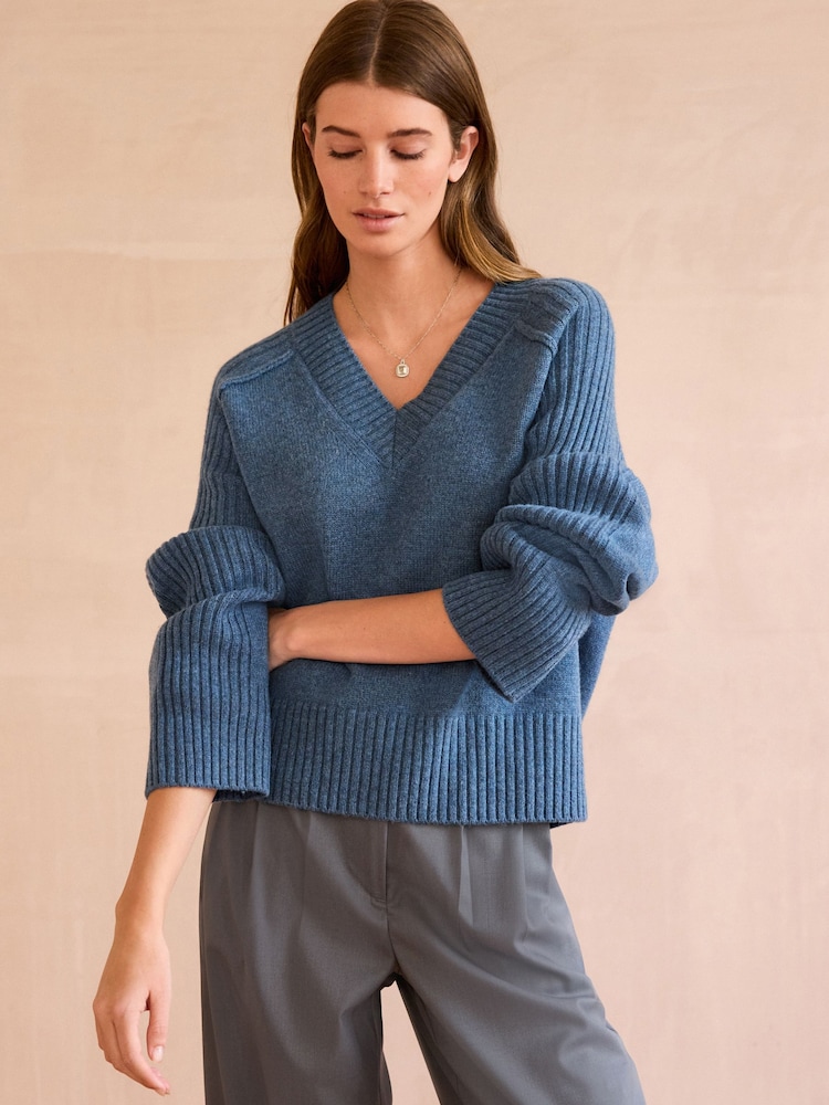 Blue Indigo Premium V-Neck Jumper - Image 1 of 8