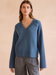 Blue Indigo Premium V-Neck Jumper - Image 2 of 8