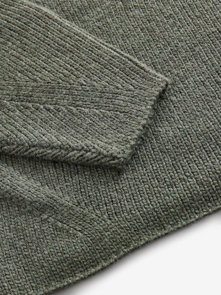 Green Khaki Scoop Neck Knitted Jumper with Wool - Image 8 of 8