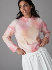 Pink Bright Soft Touch Long Sleeve Colourful Dyed Crew Neck Knitted Jumper - Image 1 of 8