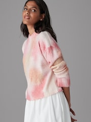 Pink Bright Soft Touch Long Sleeve Colourful Dyed Crew Neck Knitted Jumper - Image 2 of 8