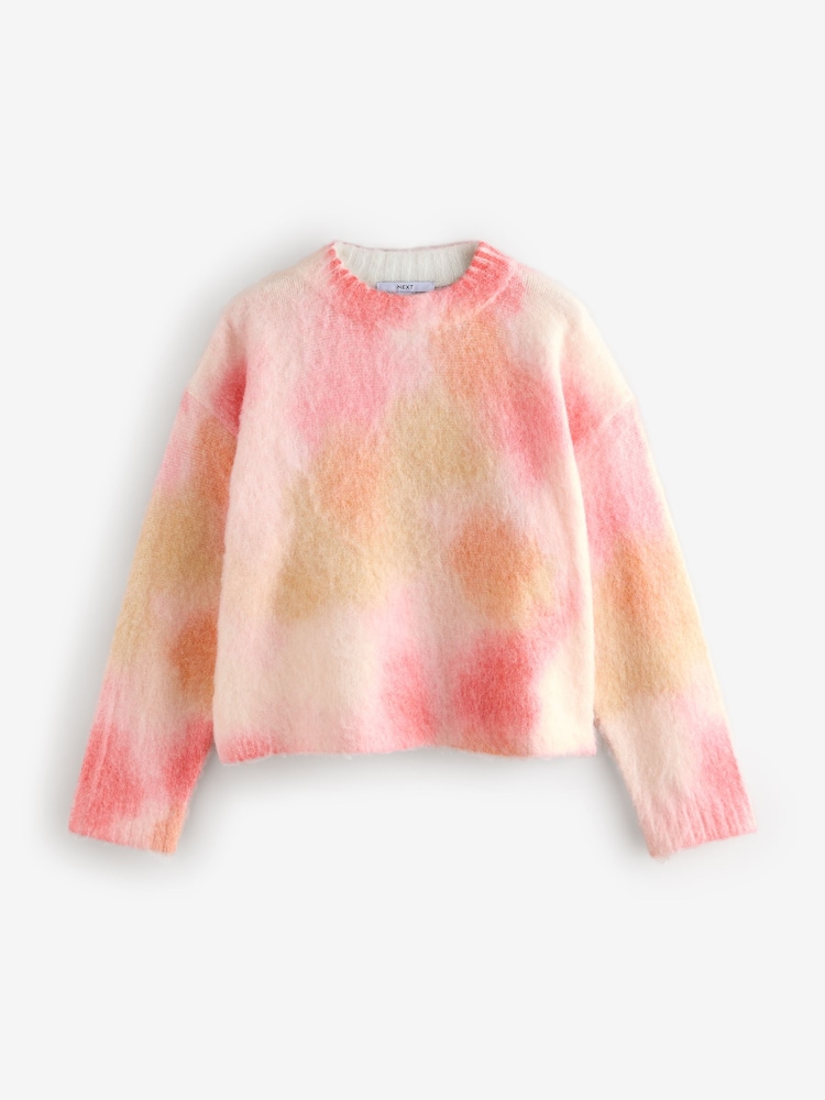 Pink Bright Soft Touch Long Sleeve Colourful Dyed Crew Neck Knitted Jumper - Image 6 of 8