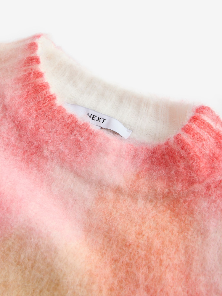 Pink Bright Soft Touch Long Sleeve Colourful Dyed Crew Neck Knitted Jumper - Image 7 of 8