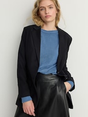 Blue Chambray Soft Touch Crew Neck Knitted Sweatshirt - Image 1 of 7