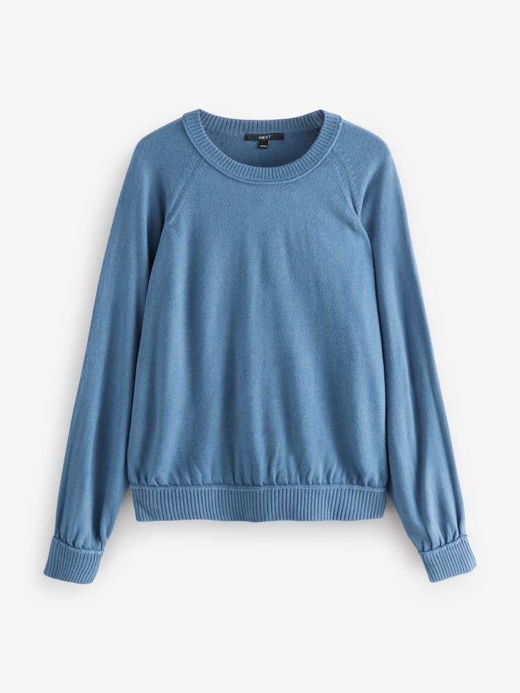 Blue Chambray Soft Touch Crew Neck Knitted Sweatshirt - Image 5 of 7