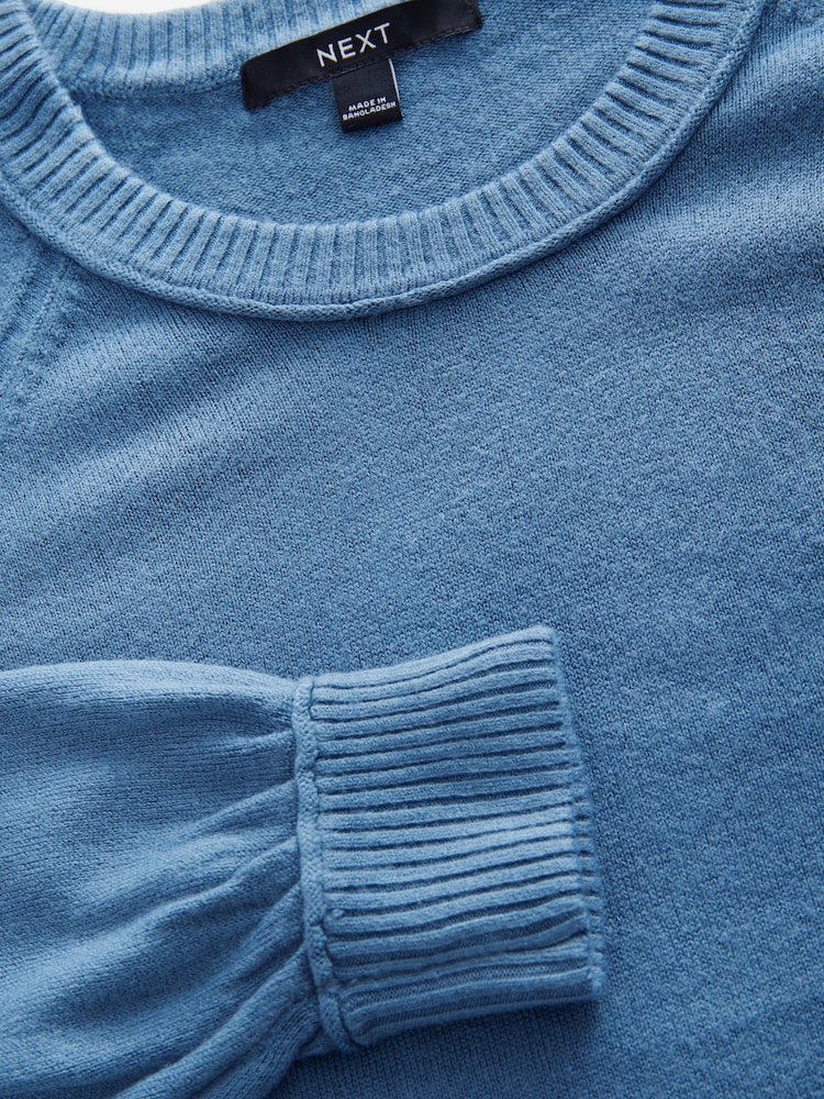 Blue Chambray Soft Touch Crew Neck Knitted Sweatshirt - Image 6 of 7